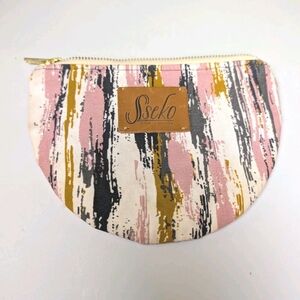 Sseko Makeup cosmetic Bag Canvas Zip Up Multi Print New Travel
